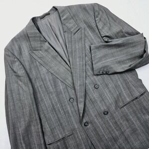 Hugo Boss Blazer Mens 41R Gray Double Breasted Peak Lapel Sport Coat Silk Wool